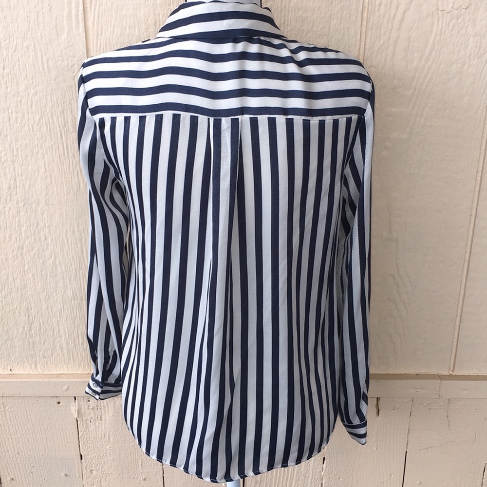 Zara Basic Collection Striped Blouse Bow Detail - image 5